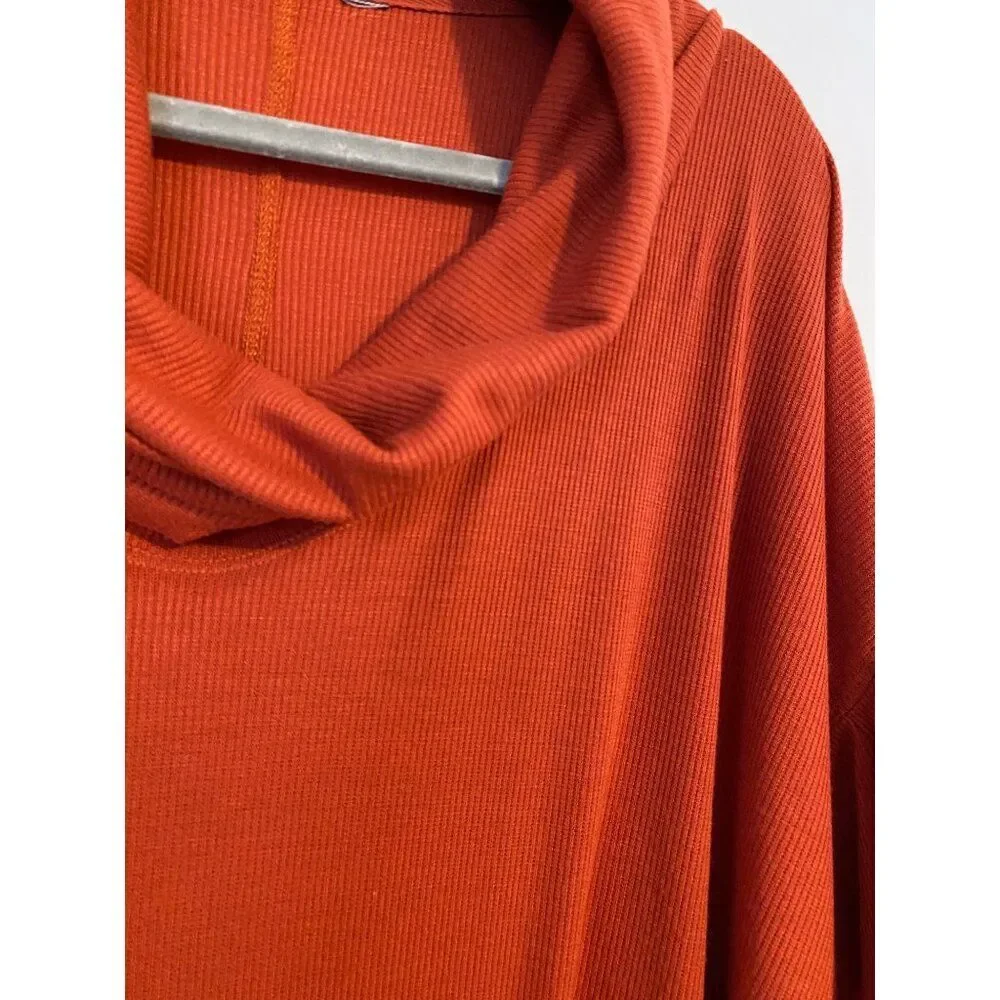 Unbranded Poncho Women’s One Size Rust Cowl Neck Ruffled Hem Hippie Bohemian
